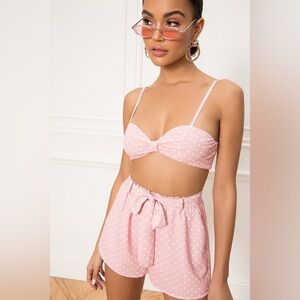 NEW REVOLVE Superdown Charlie Short Set Pink Polka Dot size Small